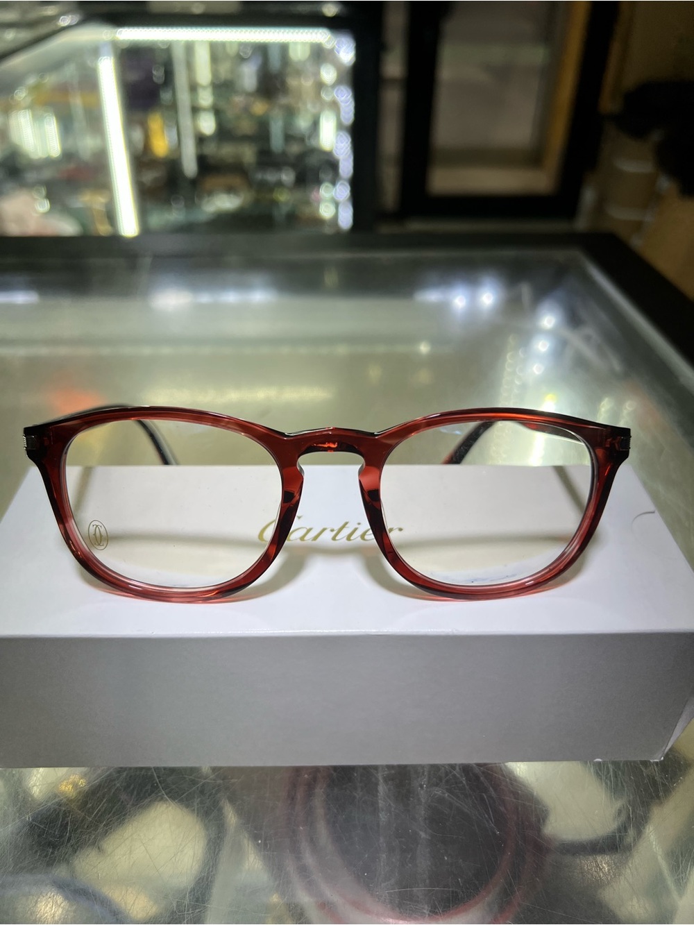 Cartier Burgundy Frame Transparent Sunglasses